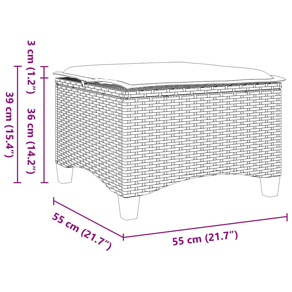2 db bézs polirattan kerti székek párnákkal 55x55x36 cm