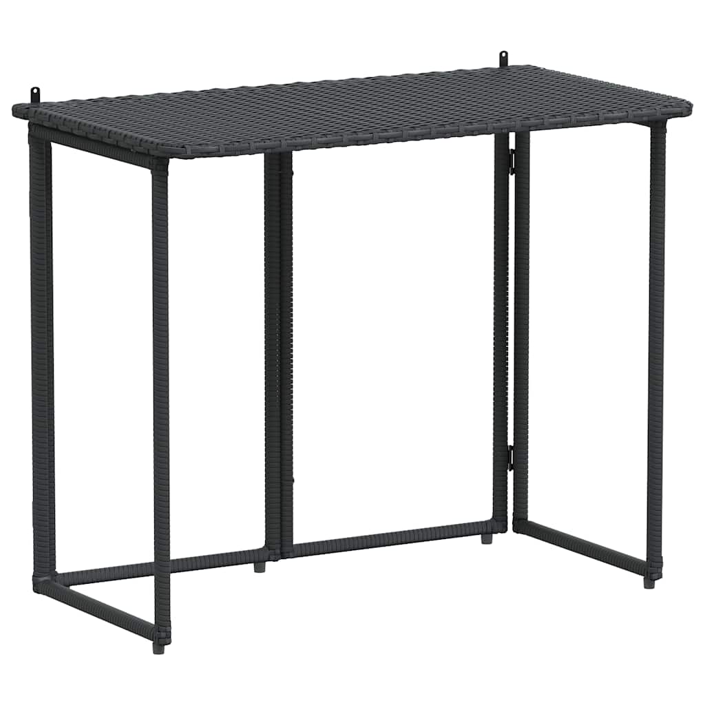 fekete polyrattan összecsukható kerti asztal 90x51x75 cm