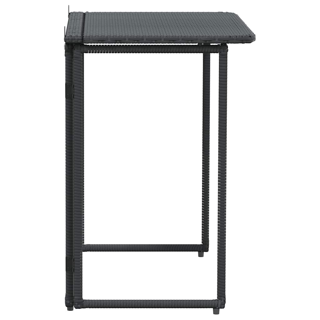 fekete polyrattan összecsukható kerti asztal 90x51x75 cm