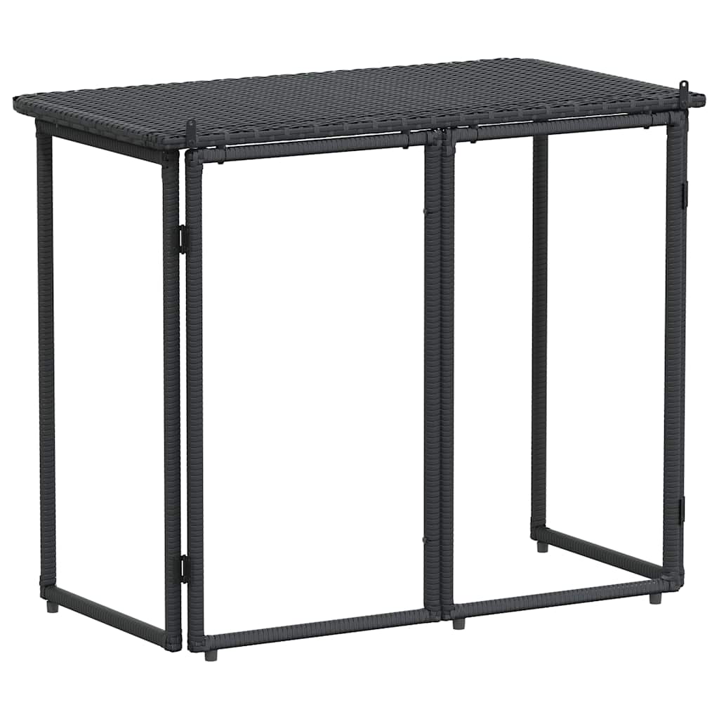 fekete polyrattan összecsukható kerti asztal 90x51x75 cm