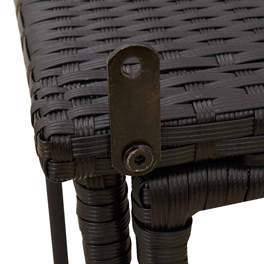 fekete polyrattan összecsukható kerti asztal 90x51x75 cm