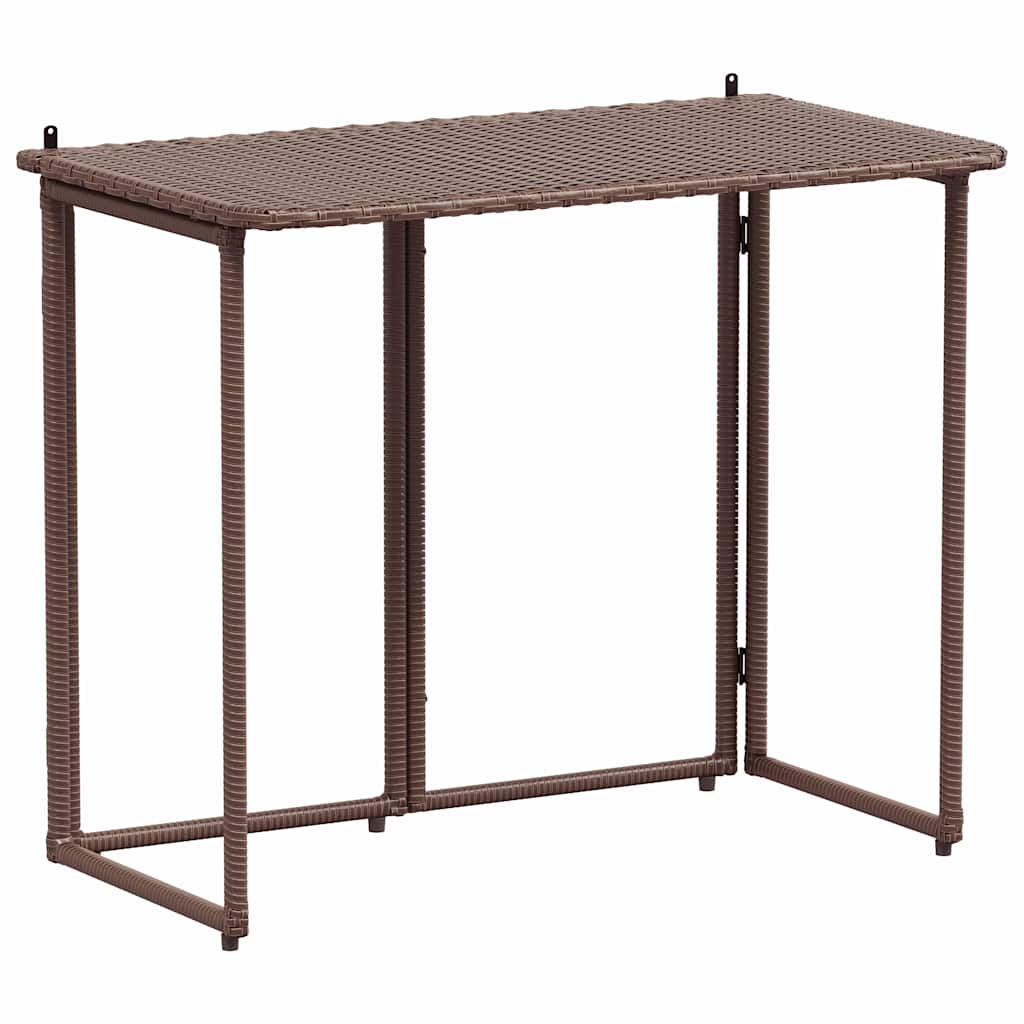 barna polyrattan összecsukható kerti asztal 90x51x75 cm
