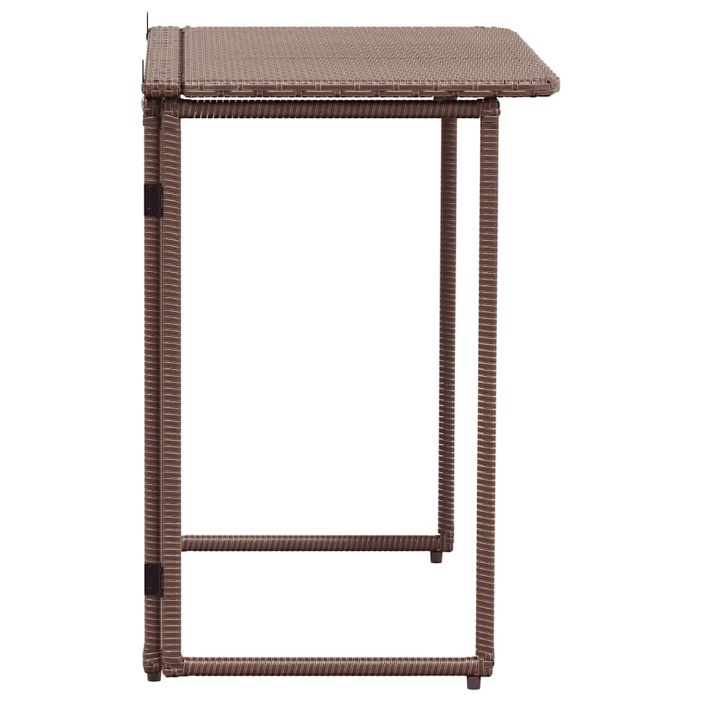barna polyrattan összecsukható kerti asztal 90x51x75 cm