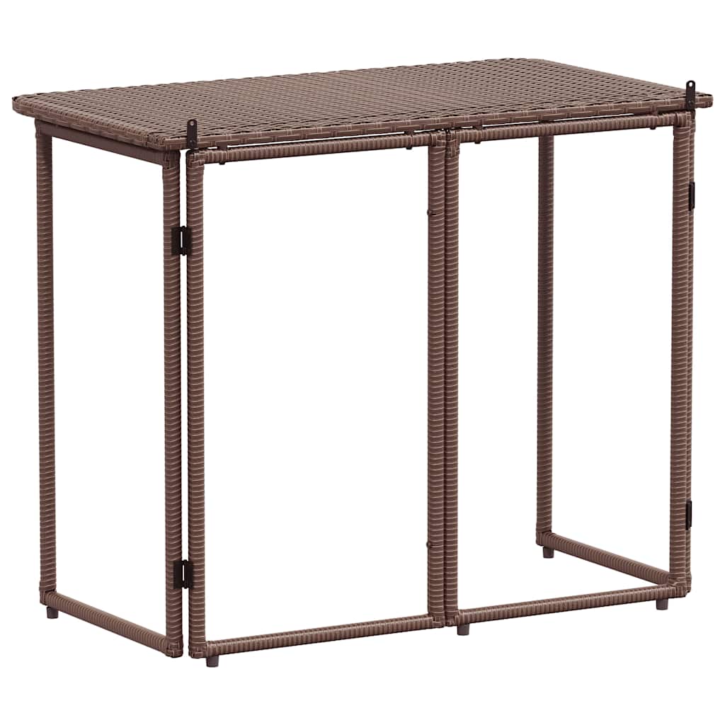 barna polyrattan összecsukható kerti asztal 90x51x75 cm
