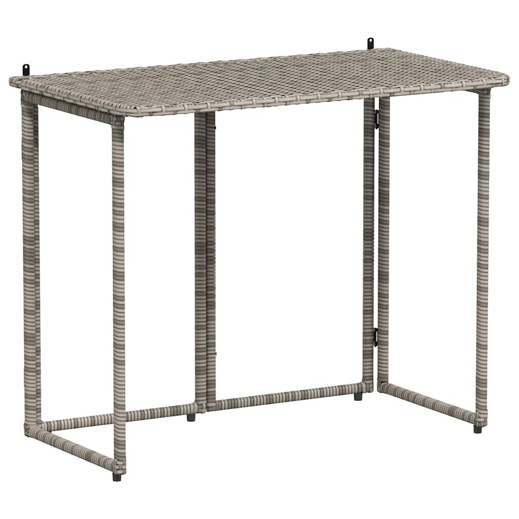 szürke polyrattan összecsukható kerti asztal 90x51x75 cm