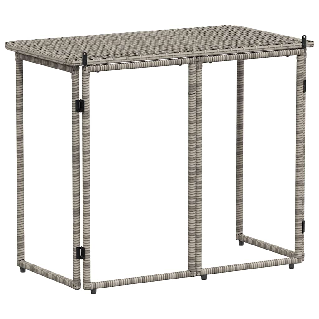 szürke polyrattan összecsukható kerti asztal 90x51x75 cm