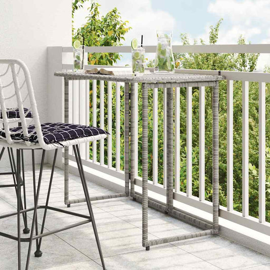 szürke polyrattan összecsukható kerti asztal 90x51x75 cm