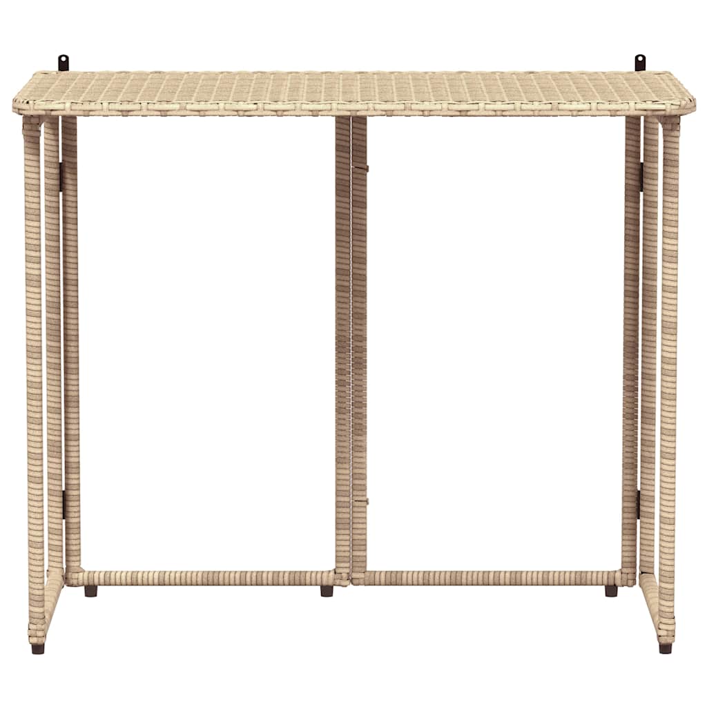 bézs polyrattan összecsukható kerti asztal 90x51x75 cm