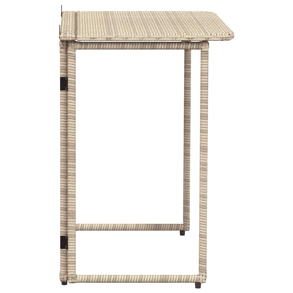 bézs polyrattan összecsukható kerti asztal 90x51x75 cm
