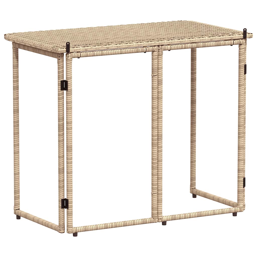 bézs polyrattan összecsukható kerti asztal 90x51x75 cm