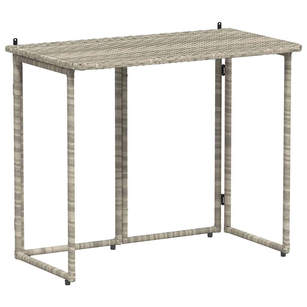 világosszürke polyrattan összecsukható kerti asztal 90x51x75 cm