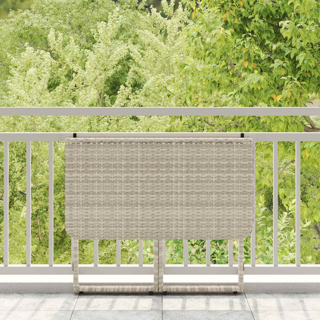 világosszürke polyrattan összecsukható kerti asztal 90x51x75 cm