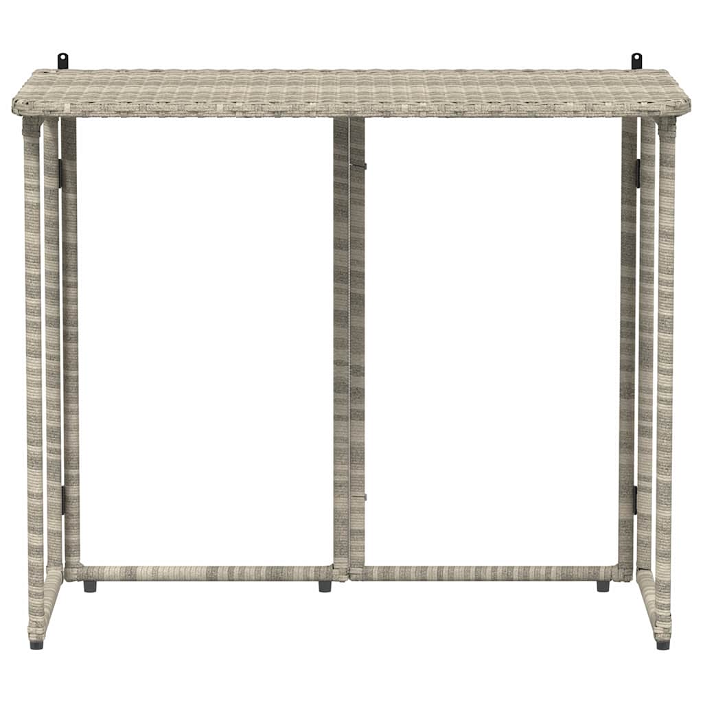 világosszürke polyrattan összecsukható kerti asztal 90x51x75 cm