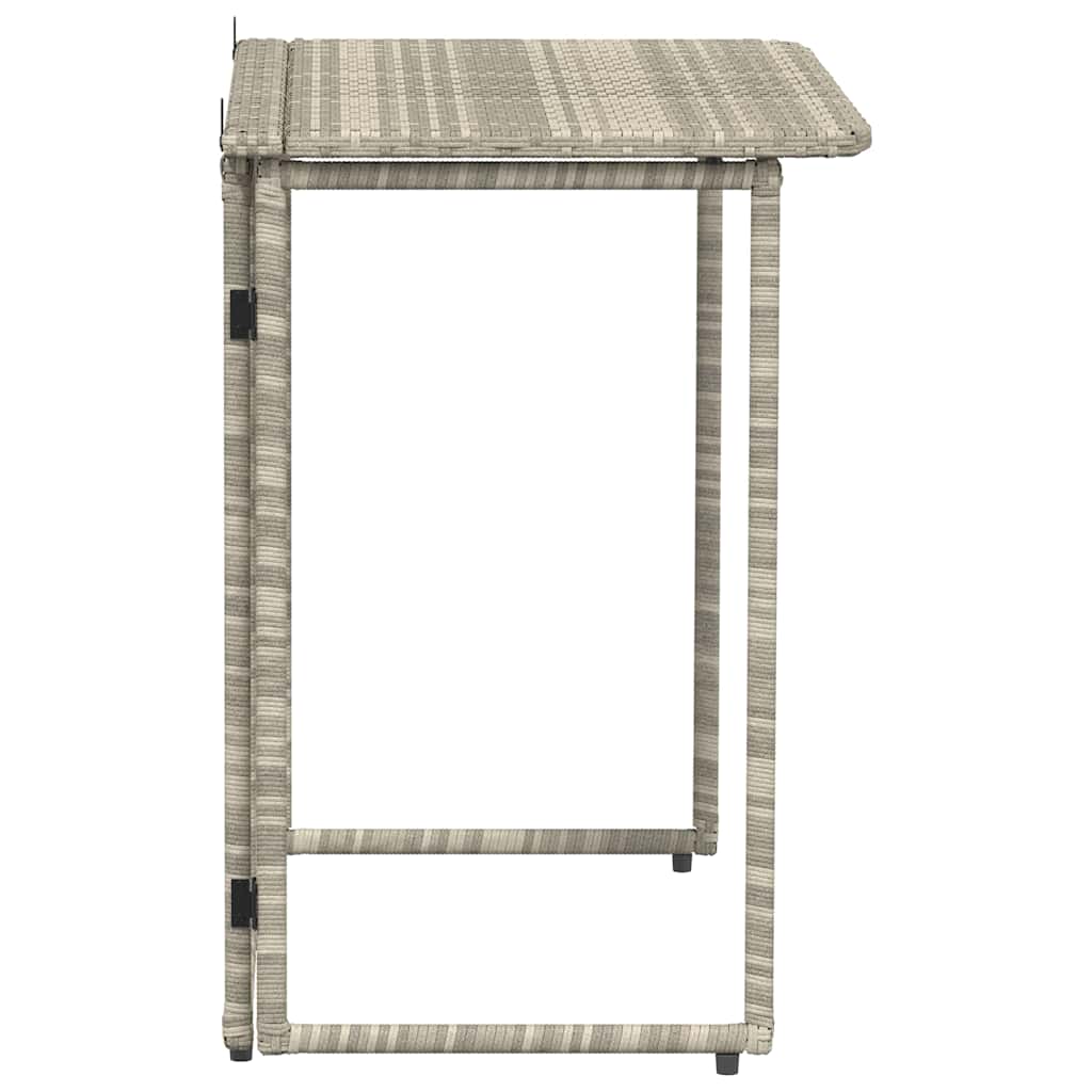 világosszürke polyrattan összecsukható kerti asztal 90x51x75 cm