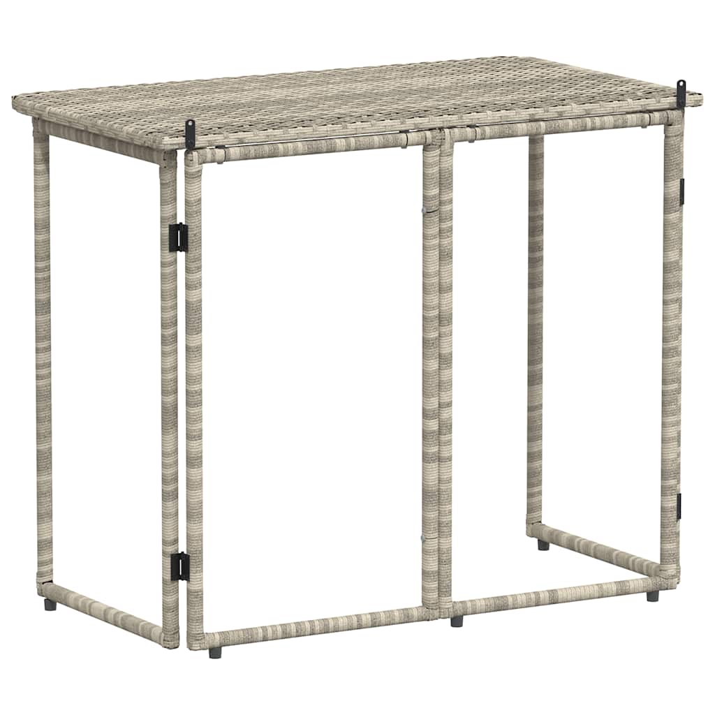 világosszürke polyrattan összecsukható kerti asztal 90x51x75 cm