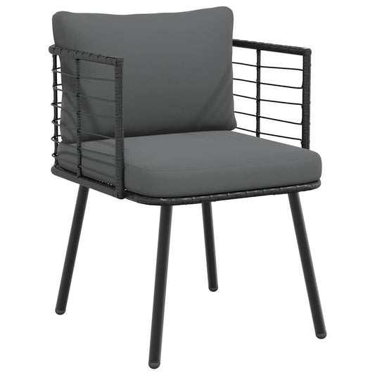 fekete polyrattan kerti szék párnákkal