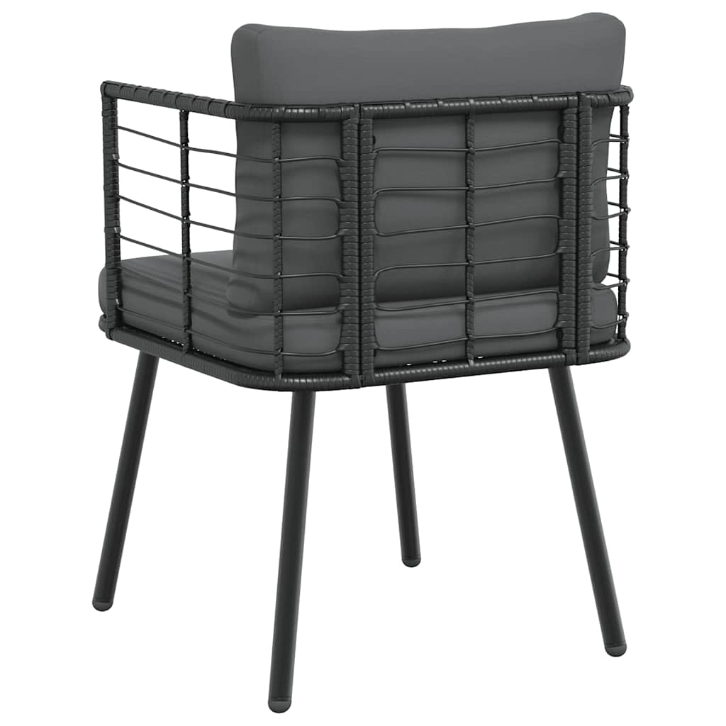 fekete polyrattan kerti szék párnákkal