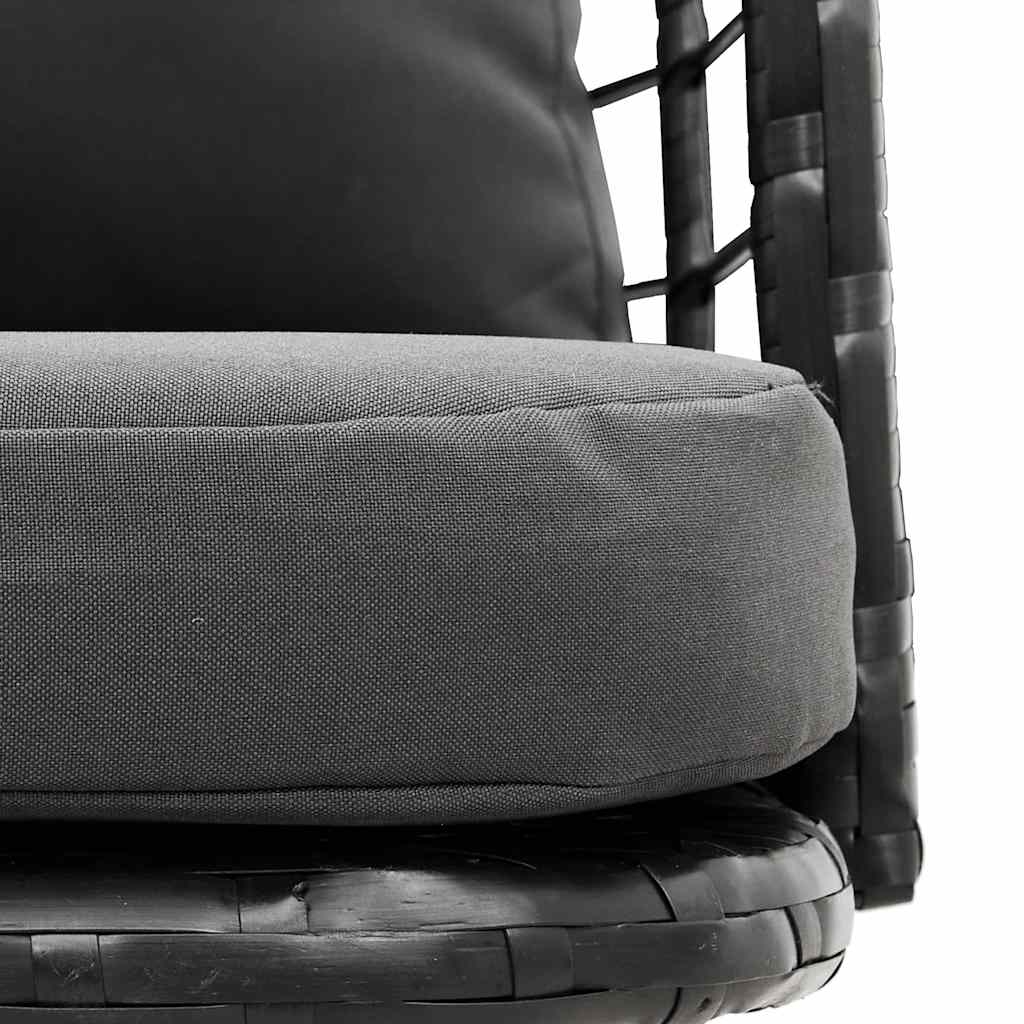 fekete polyrattan kerti szék párnákkal