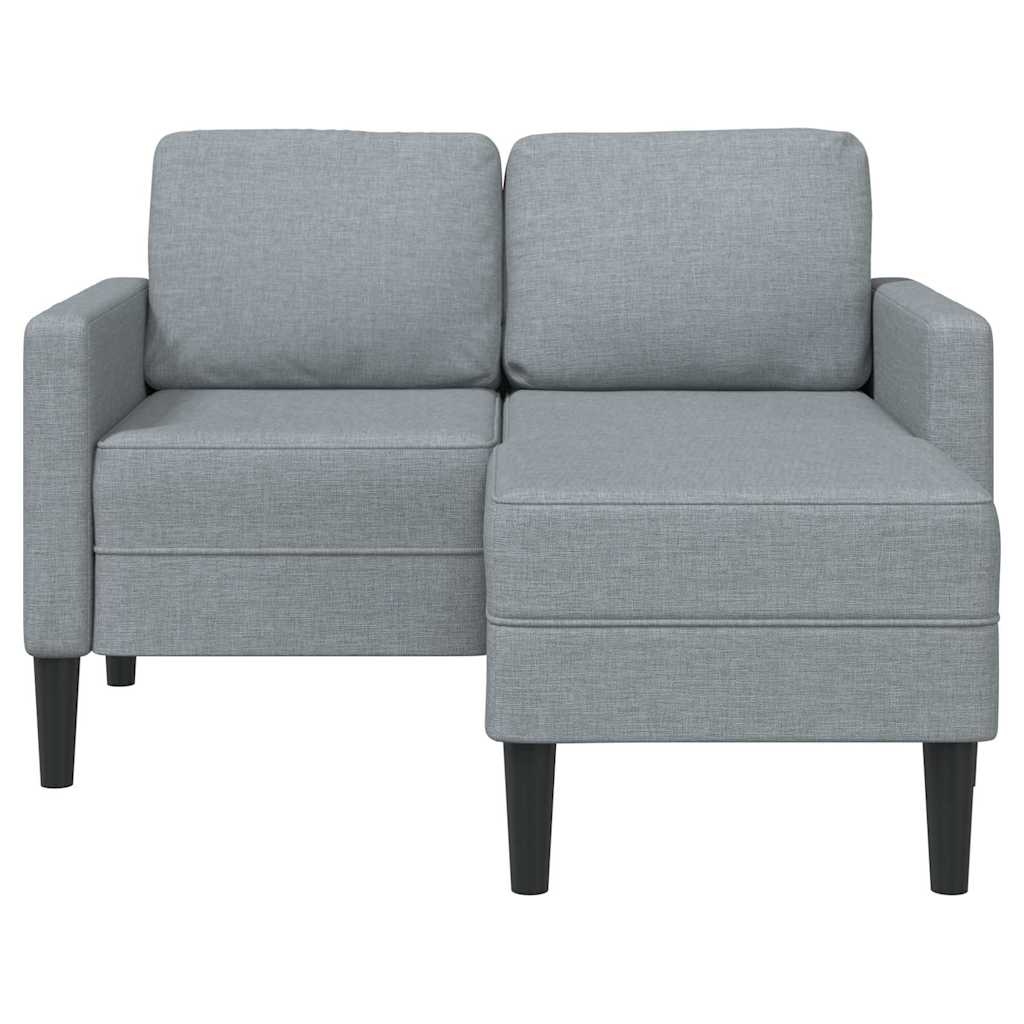 világosszürke anyagból 2 üléses kanapé L-alakú kanapéval 125 cm