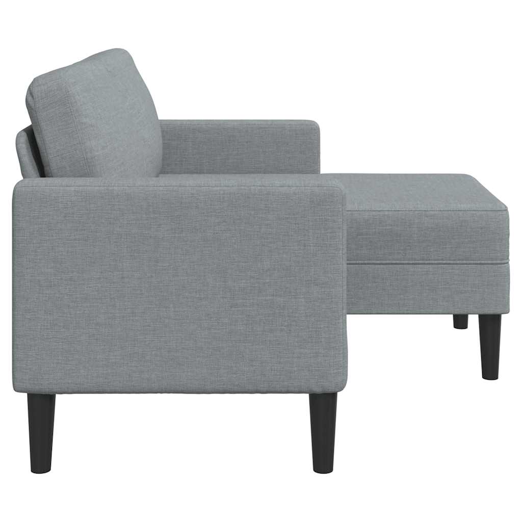 világosszürke anyagból 2 üléses kanapé L-alakú kanapéval 125 cm