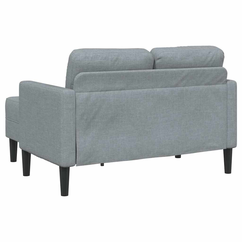 világosszürke anyagból 2 üléses kanapé L-alakú kanapéval 125 cm