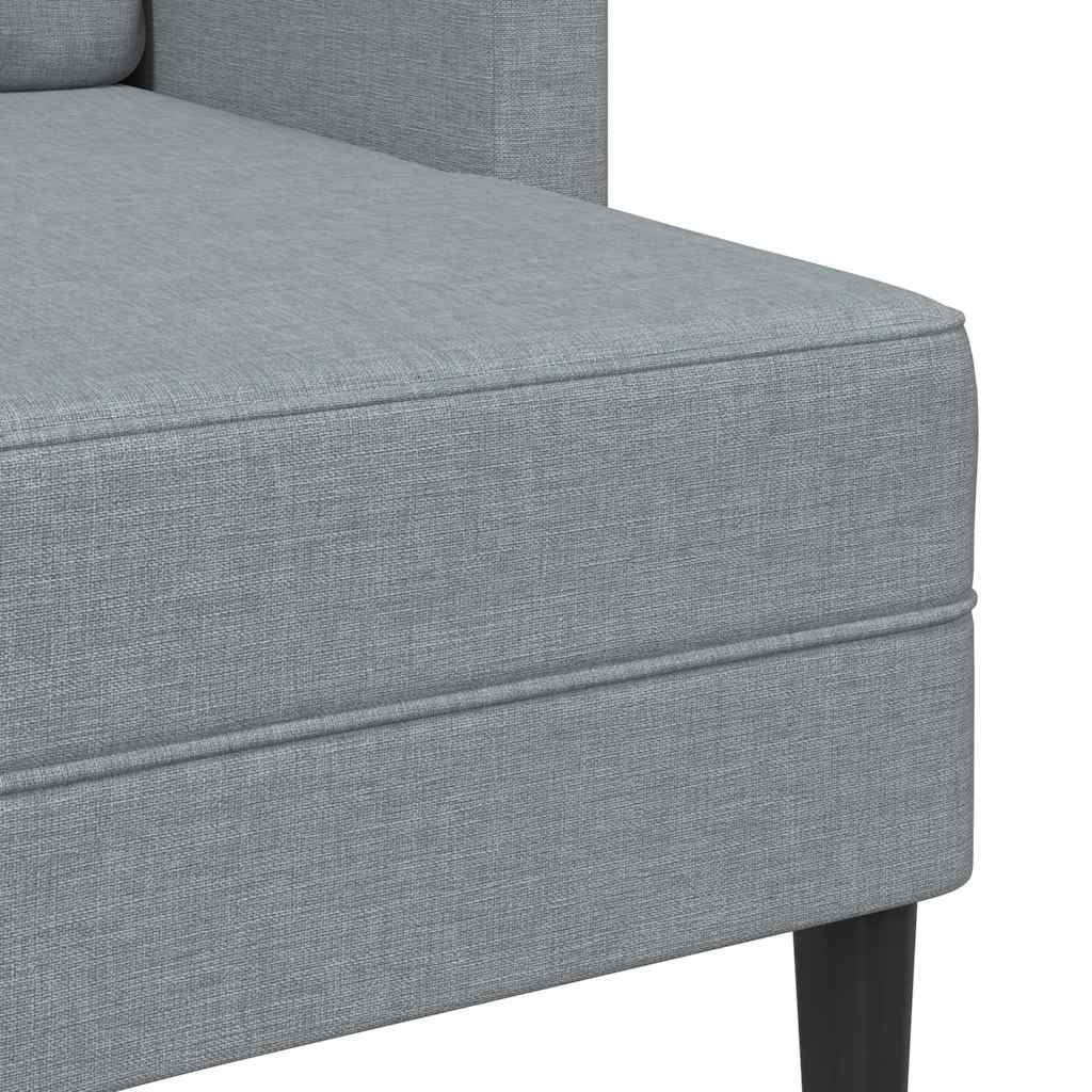 világosszürke anyagból 2 üléses kanapé L-alakú kanapéval 125 cm