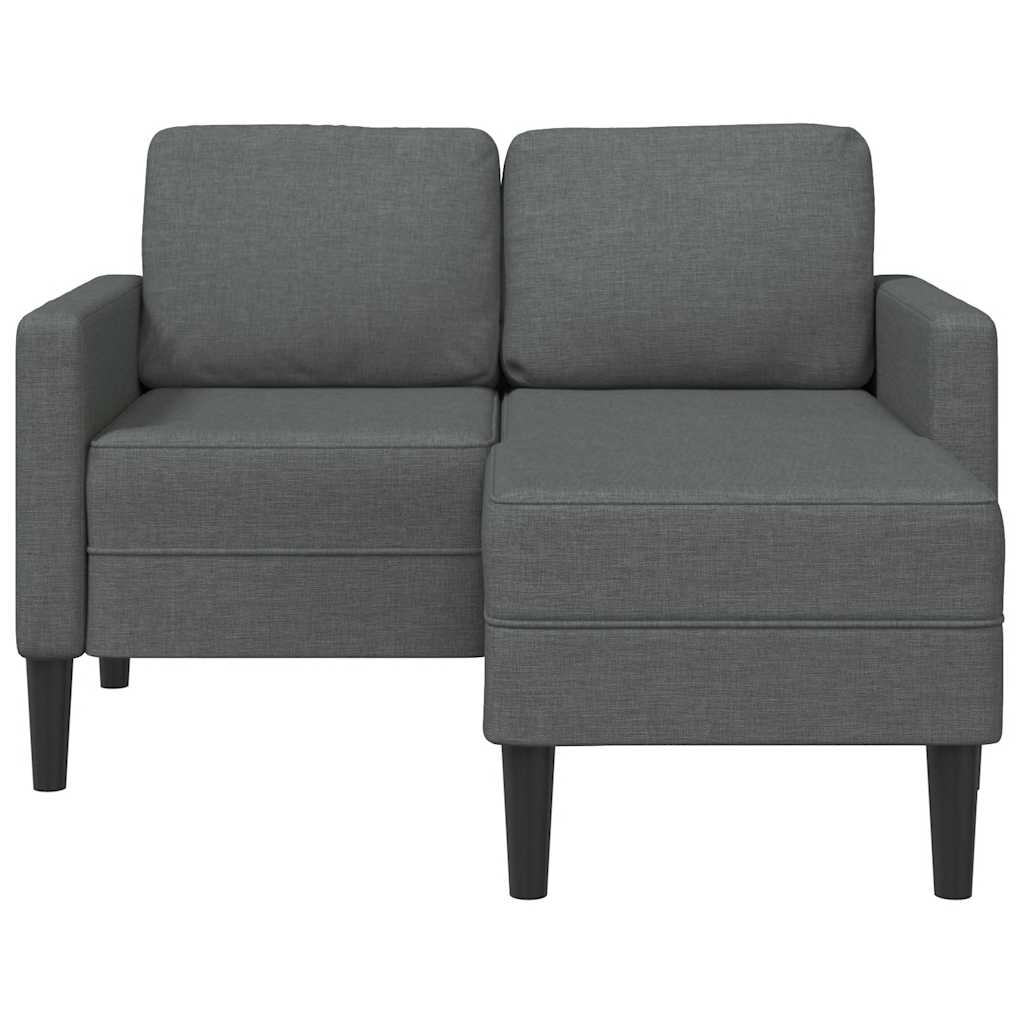 kétszemélyes, L alakú kanapé heverővel, sötétszürke, szövetből készült, 125 cm