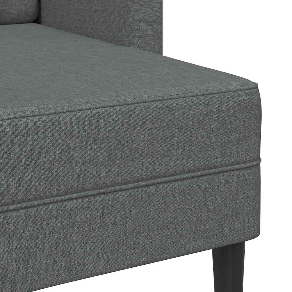 kétszemélyes, L alakú kanapé heverővel, sötétszürke, szövetből készült, 125 cm