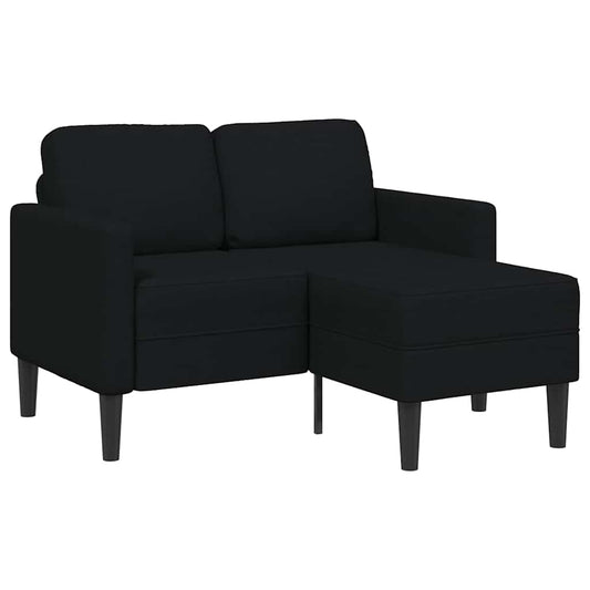 fekete anyagból 2 üléses kanapé L-alakú kanapéval 125 cm