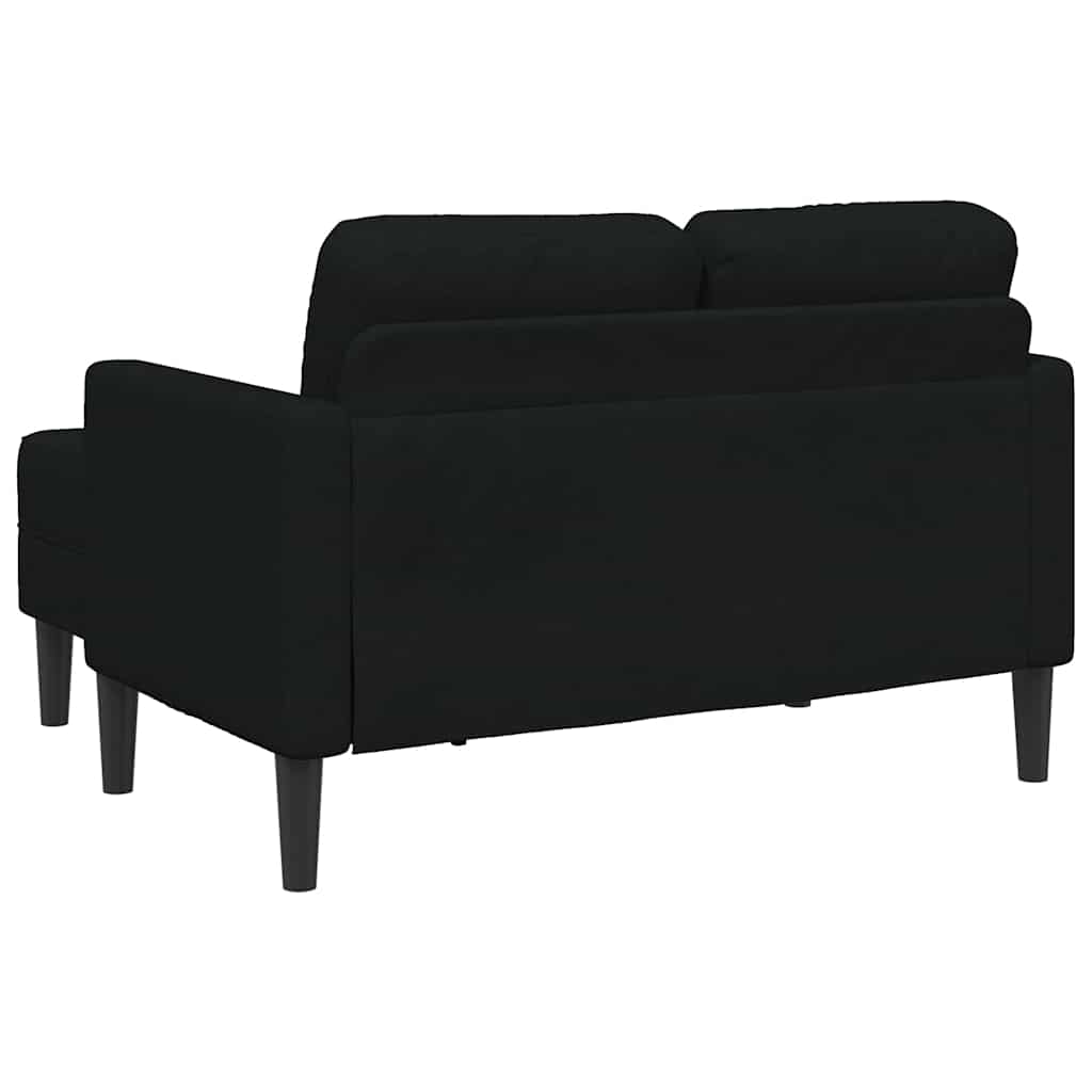fekete anyagból 2 üléses kanapé L-alakú kanapéval 125 cm