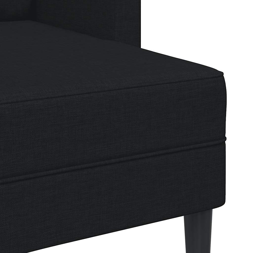 fekete anyagból 2 üléses kanapé L-alakú kanapéval 125 cm