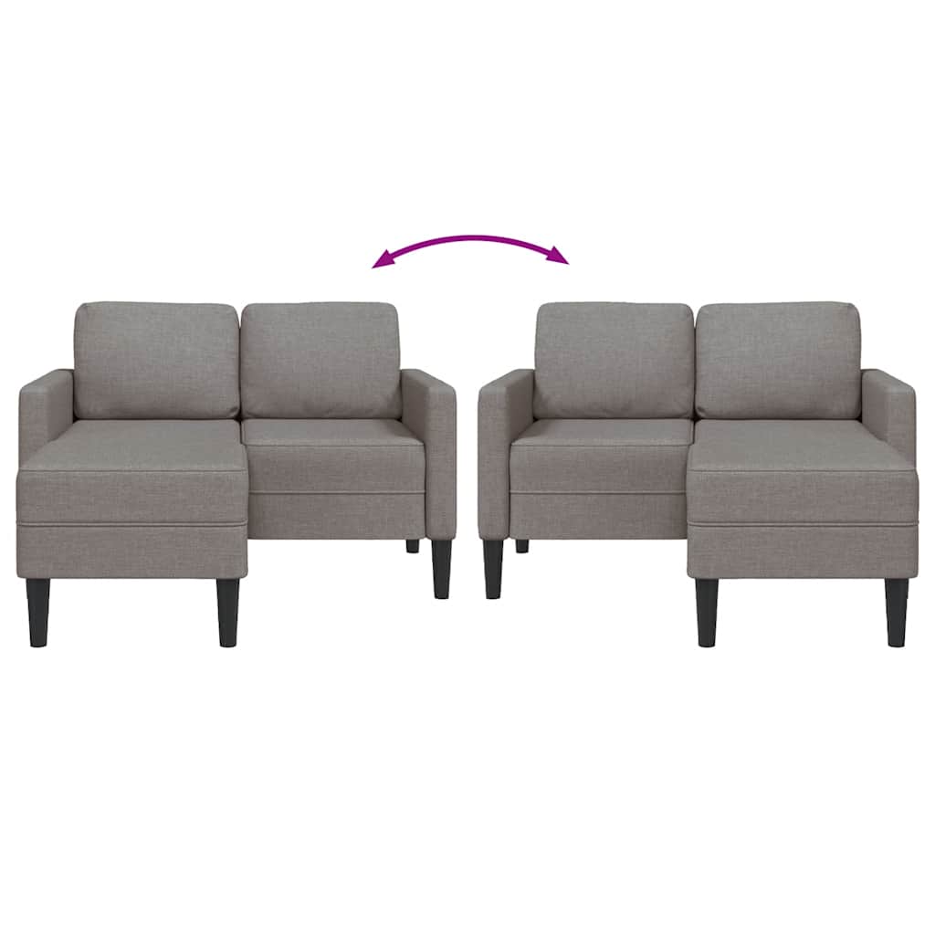 tópszínű anyagból 2 üléses kanapé L-alakú kanapéval 125 cm