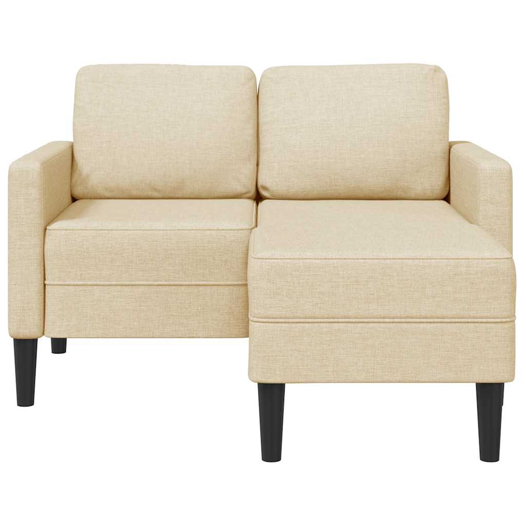 krémszínű anyagból 2 üléses kanapé L-alakú kanapéval 125 cm