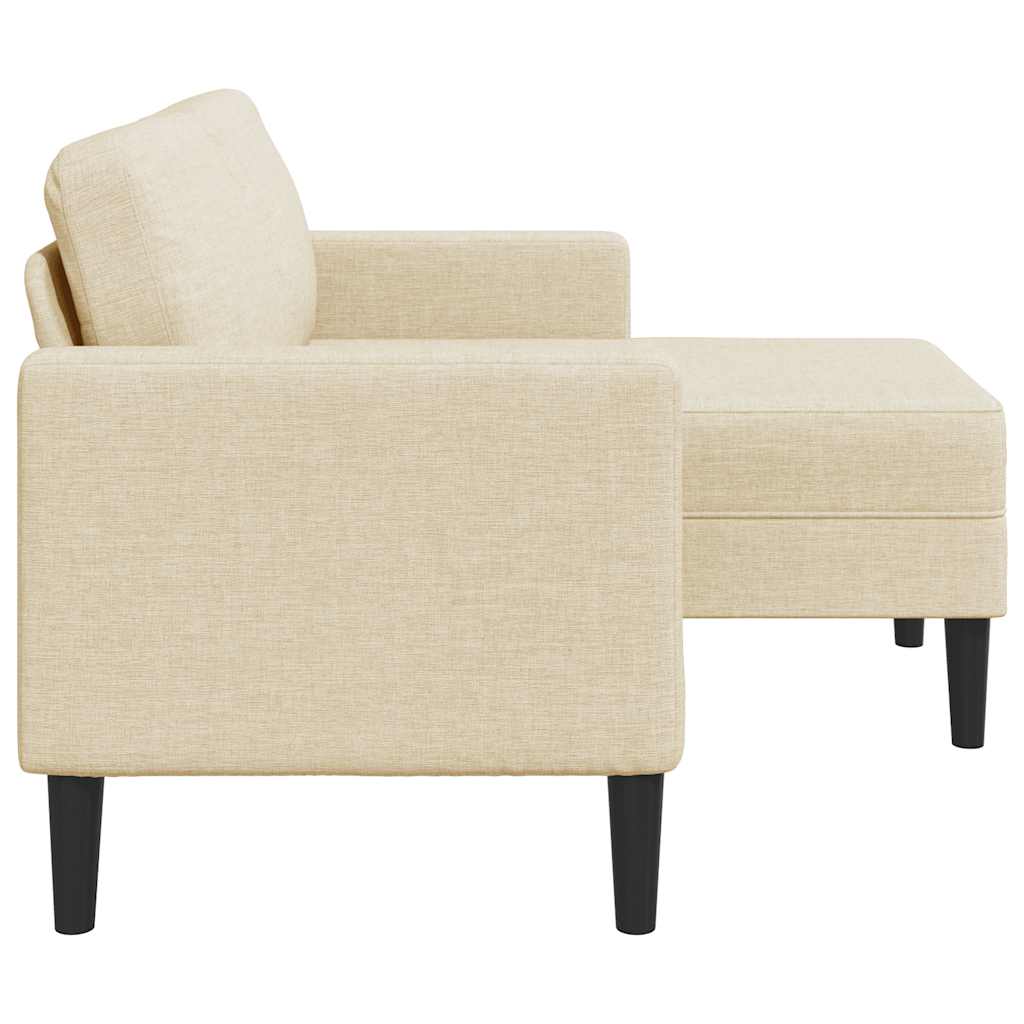 krémszínű anyagból 2 üléses kanapé L-alakú kanapéval 125 cm