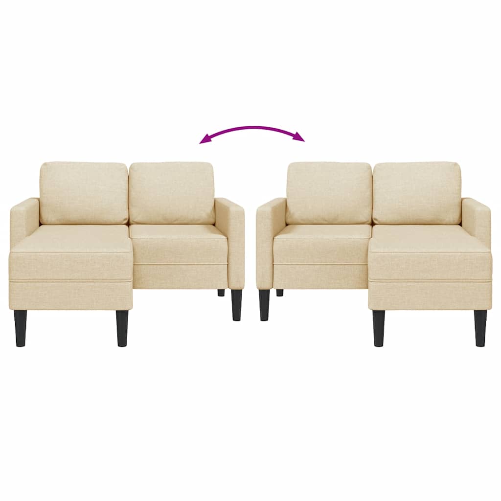 krémszínű anyagból 2 üléses kanapé L-alakú kanapéval 125 cm