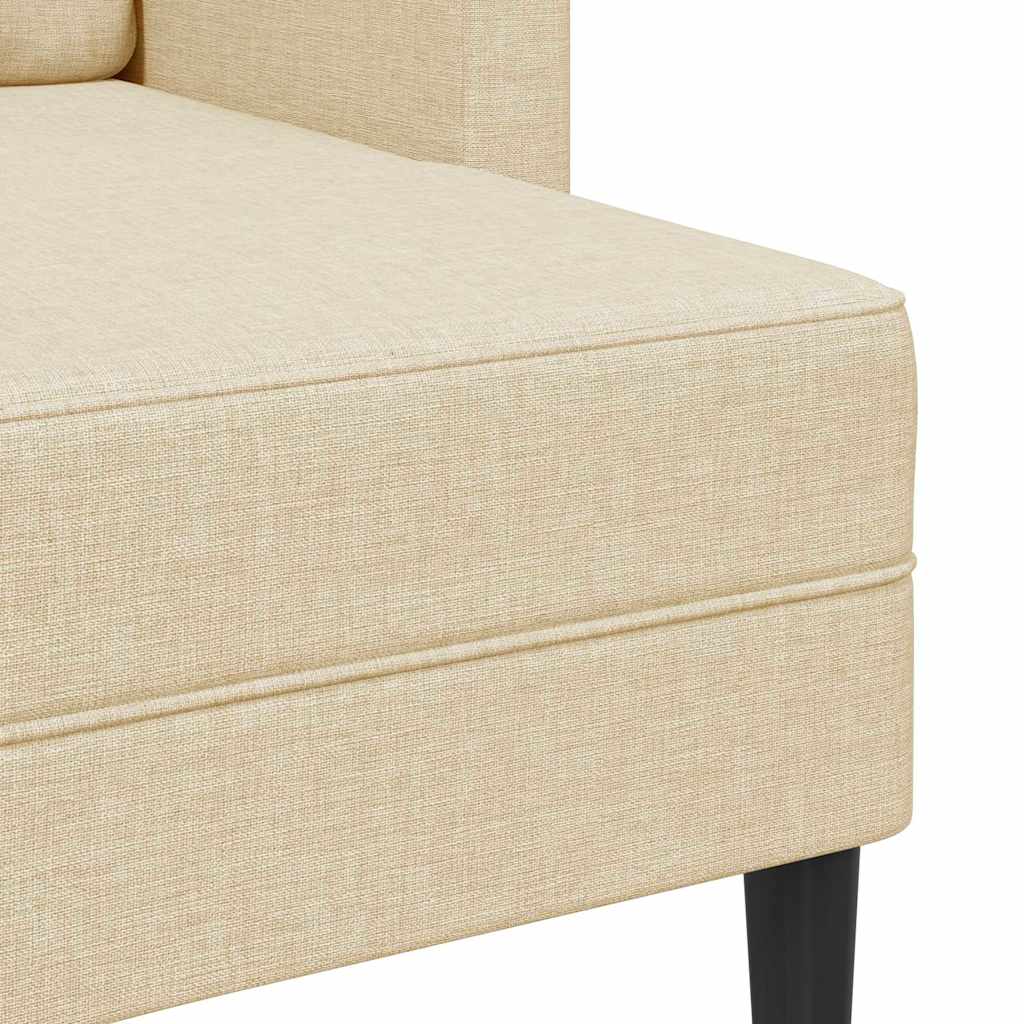 krémszínű anyagból 2 üléses kanapé L-alakú kanapéval 125 cm
