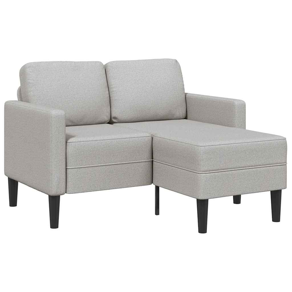 felhőszürke anyagból 2 üléses kanapé L-alakú kanapéval 125 cm