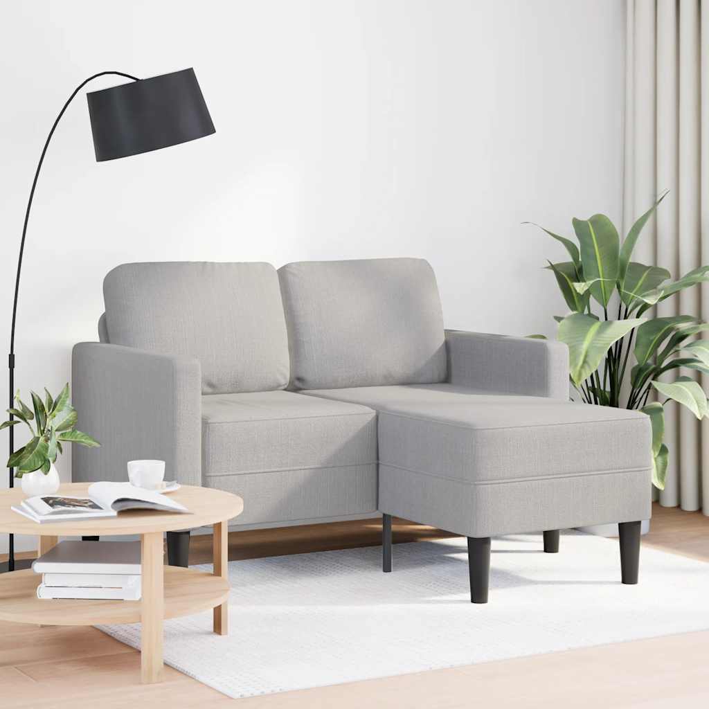 felhőszürke anyagból 2 üléses kanapé L-alakú kanapéval 125 cm