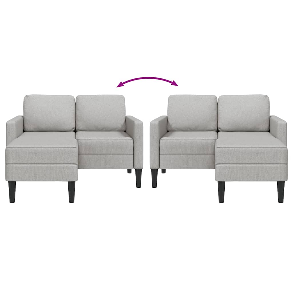 felhőszürke anyagból 2 üléses kanapé L-alakú kanapéval 125 cm
