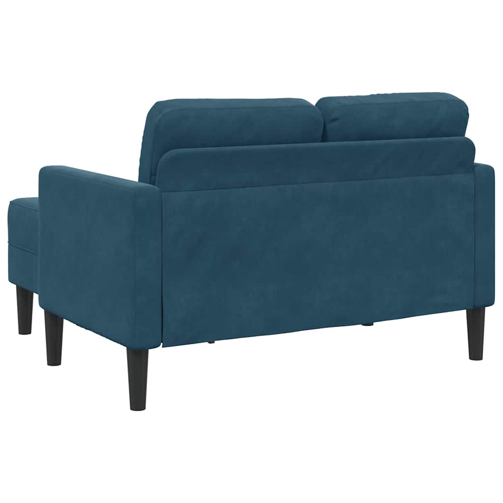 kék bársony 2 üléses kanapé L-alakú kanapéval 125 cm