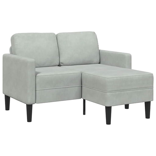 világosszürke bársony 2 üléses kanapé L-alakú kanapéval 125 cm