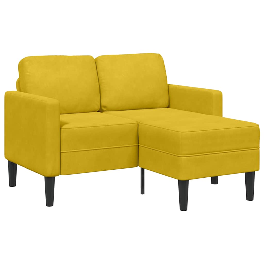sárga bársony 2 üléses kanapé L-alakú kanapéval 125 cm