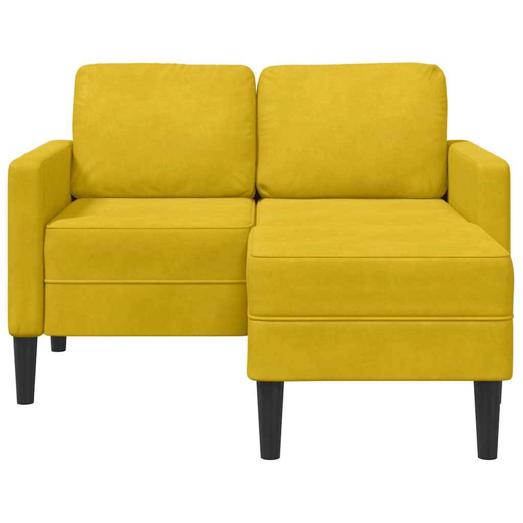 sárga bársony 2 üléses kanapé L-alakú kanapéval 125 cm