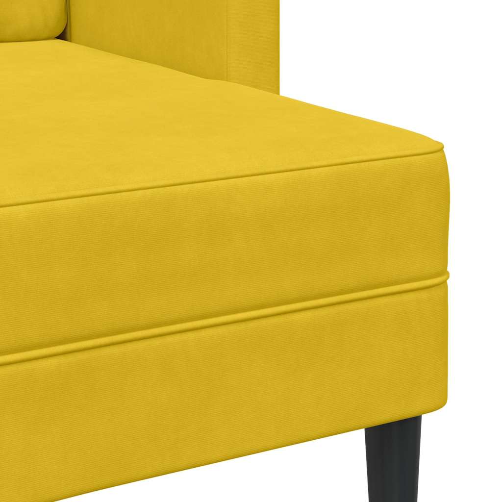 sárga bársony 2 üléses kanapé L-alakú kanapéval 125 cm