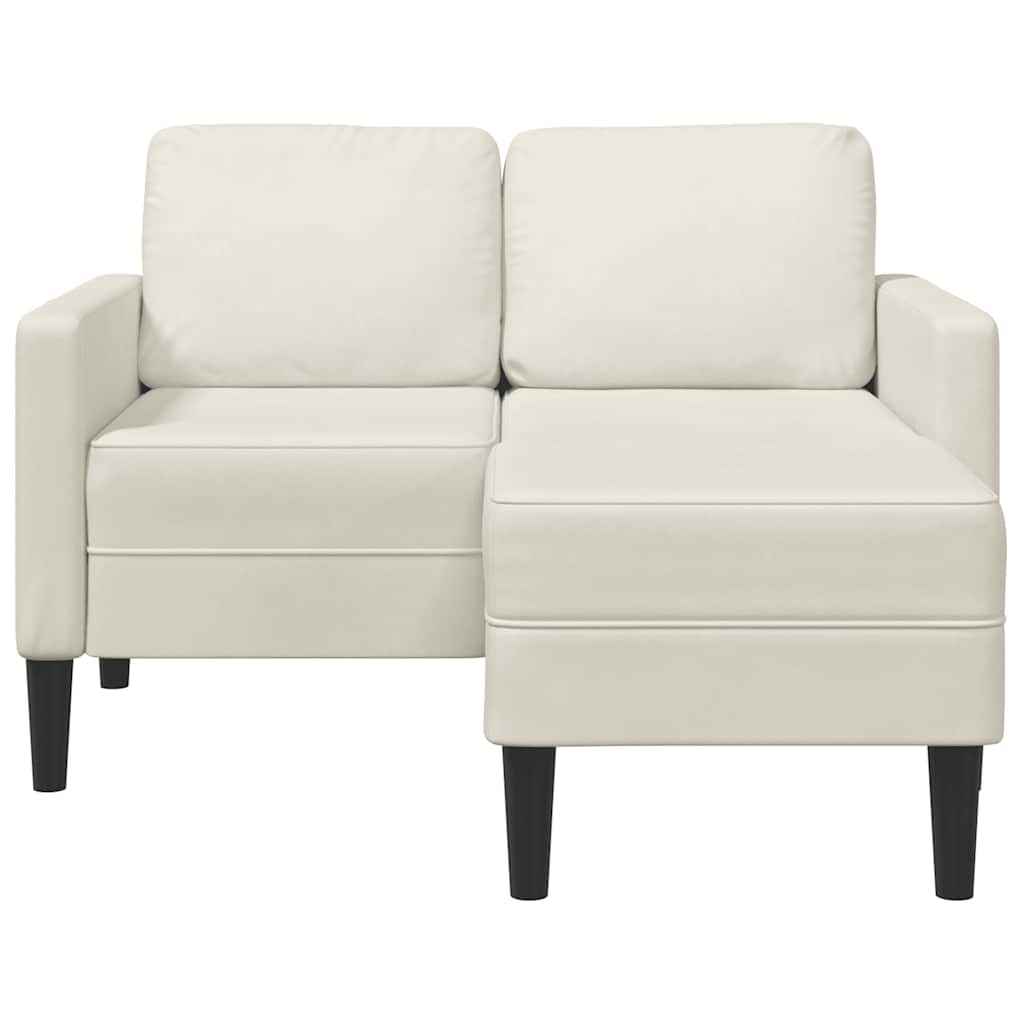 krémszínű bársony 2 üléses kanapé L-alakú kanapéval 125 cm