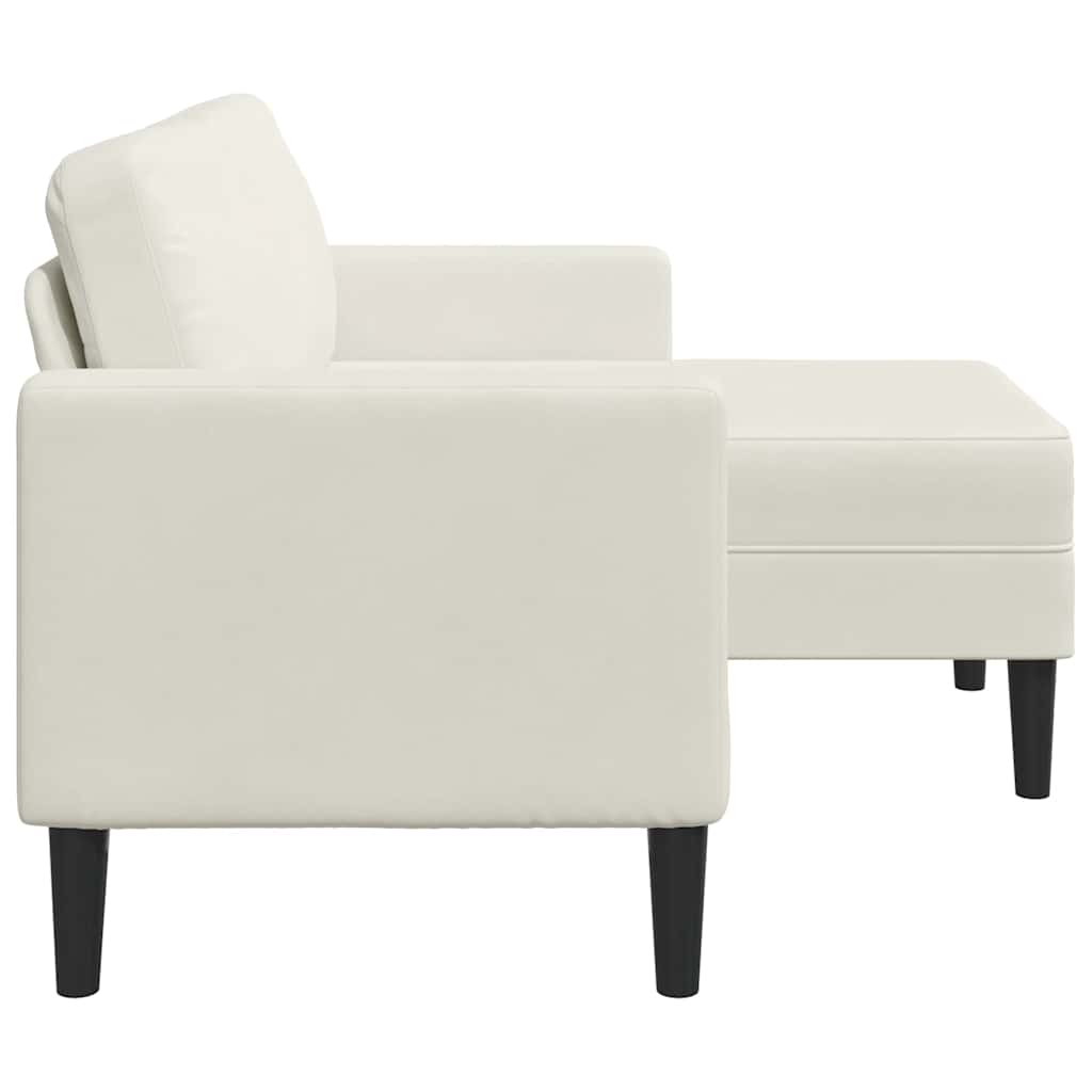 krémszínű bársony 2 üléses kanapé L-alakú kanapéval 125 cm