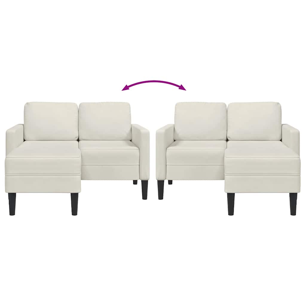 krémszínű bársony 2 üléses kanapé L-alakú kanapéval 125 cm