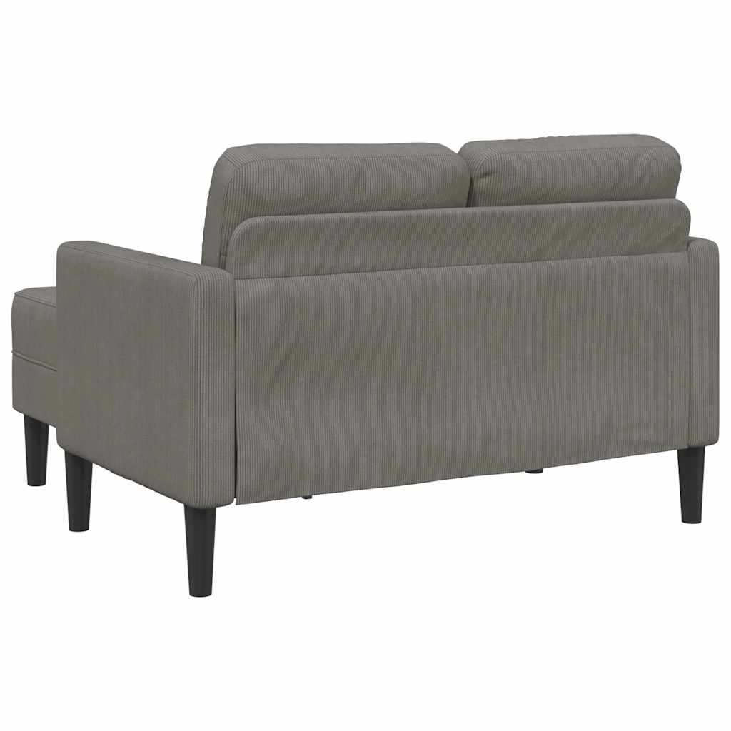 világosszürke vászon 2 üléses kanapé L-alakú kanapéval 125 cm
