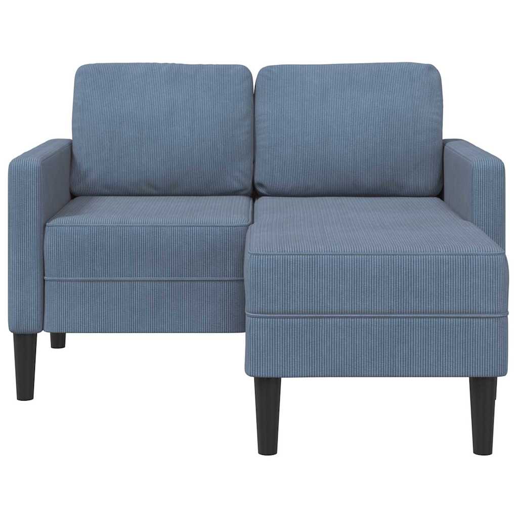 kék vászon 2 üléses kanapé L-alakú kanapéval 125 cm