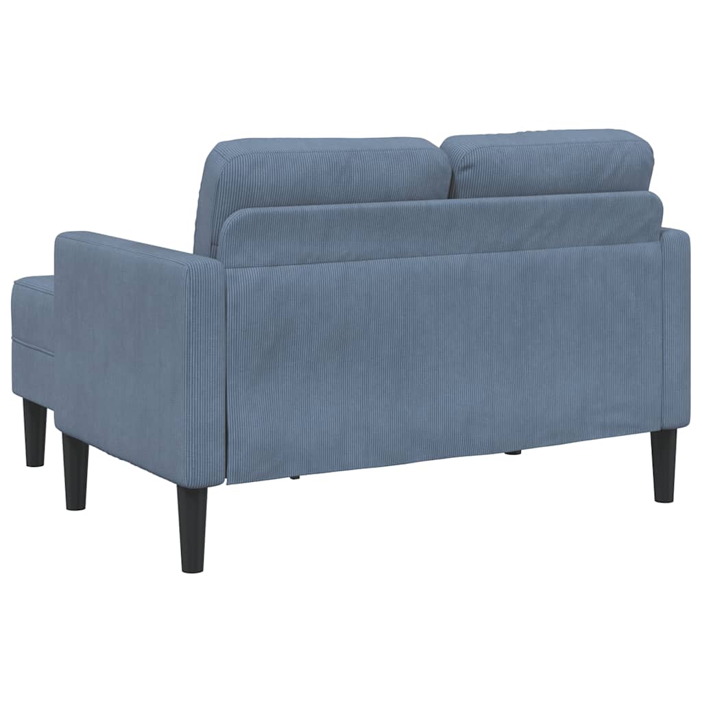 kék vászon 2 üléses kanapé L-alakú kanapéval 125 cm